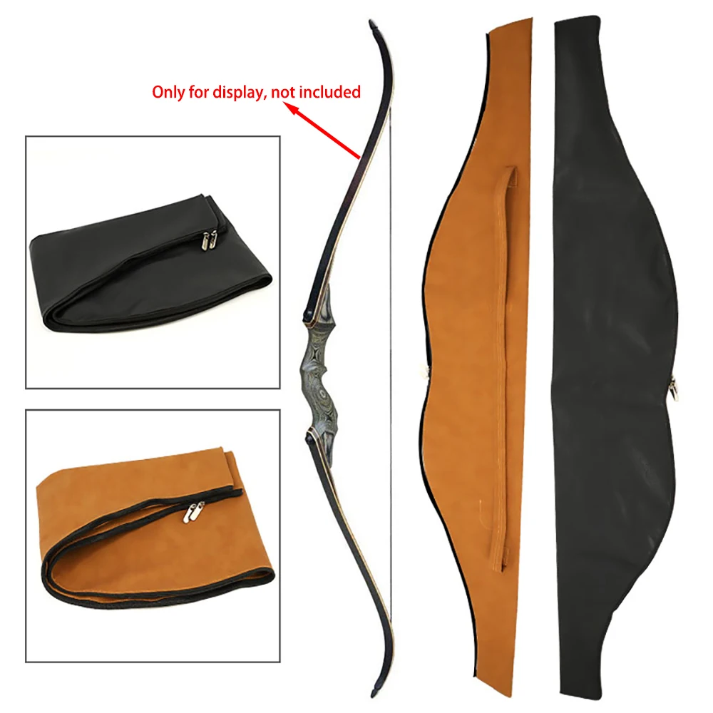 1PC Archery Recurve Bow Bag Case Pocket Soft Leather Archery Hunting Traditional Bow and Arrow Quiver Bag Carry