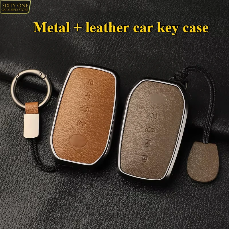 

Alloy+Leather TOYOTA Key Case Cover for Toyota C-HR CHR Prius RAV 4 Camry Corolla 2017-2025 Keychain car accessories