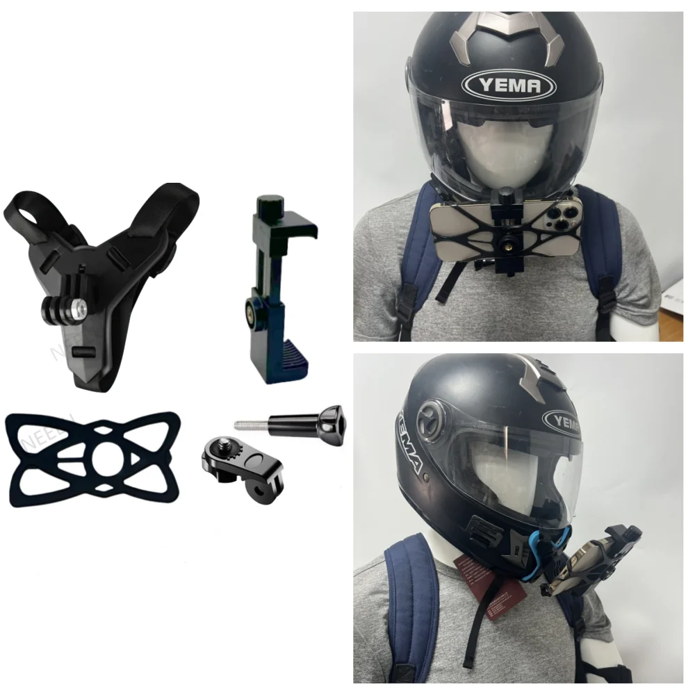 Motorrad Helm Telefon Ständer Halterung Für GoPro Hero 12 10 9 8 7 Action Sport Kamera Halter Motorrad Kamera zubehör – Detail 13