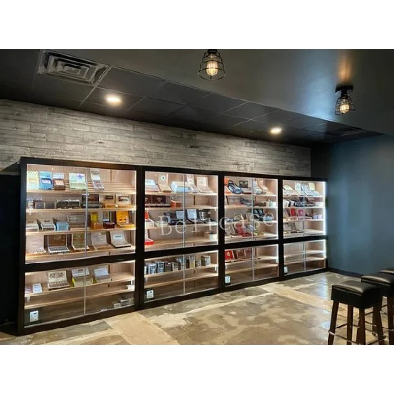 custom.Upgradable Cigar Room Furniture Cigar Humidor Display for Smoke Store Led Light 4000 ct Large Cigar Humidor Cabinet