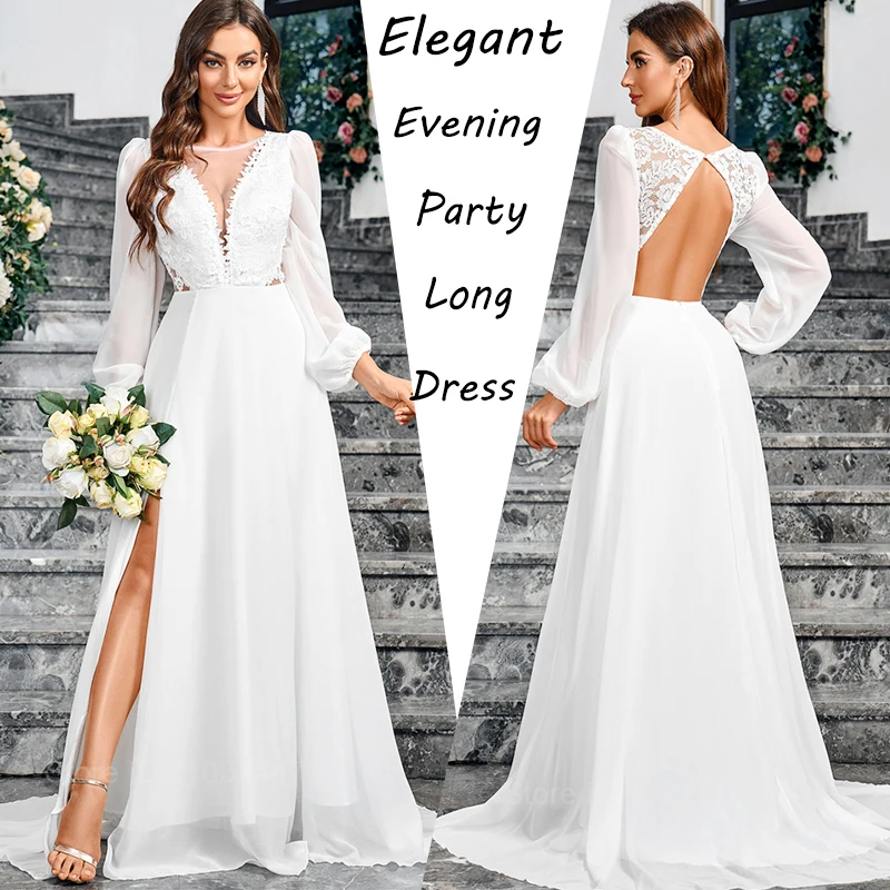 

Charming Latest Wedding Dresses 2024 Beach Bridal Gowns Boho Bride Dress Long Sleeves V Neck Wedding Gowns Lace Back Out