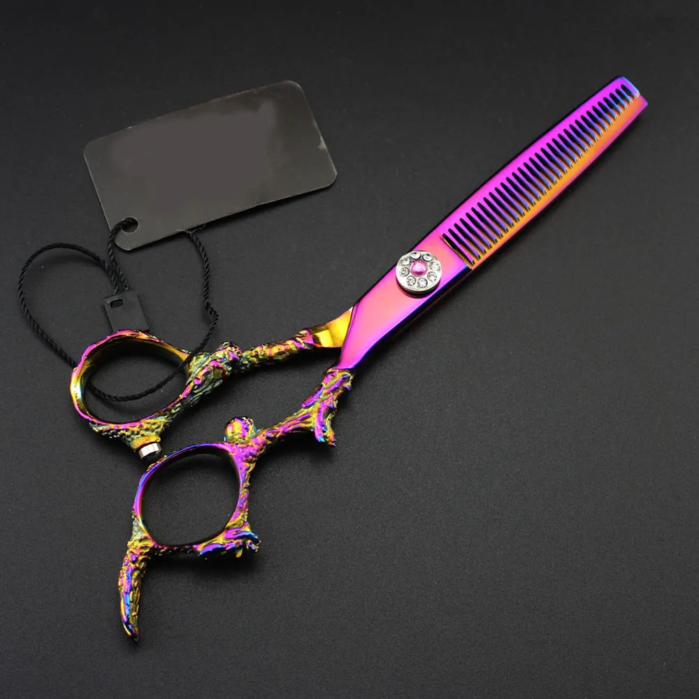 Professional JP 440c steel 6 \'\' Gem Dragon Purple cut hair scissors haircut thinning barber cutting shears hairdressing scissors