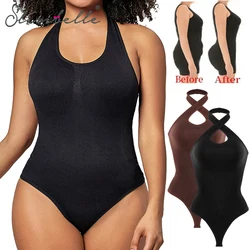 SLIMBELLE Womens Halter Neck Shapewear Bodysuits Tummy Control Waist Trainer Butt Lifter Slimmer Abdomen Corset Full Body Shaper