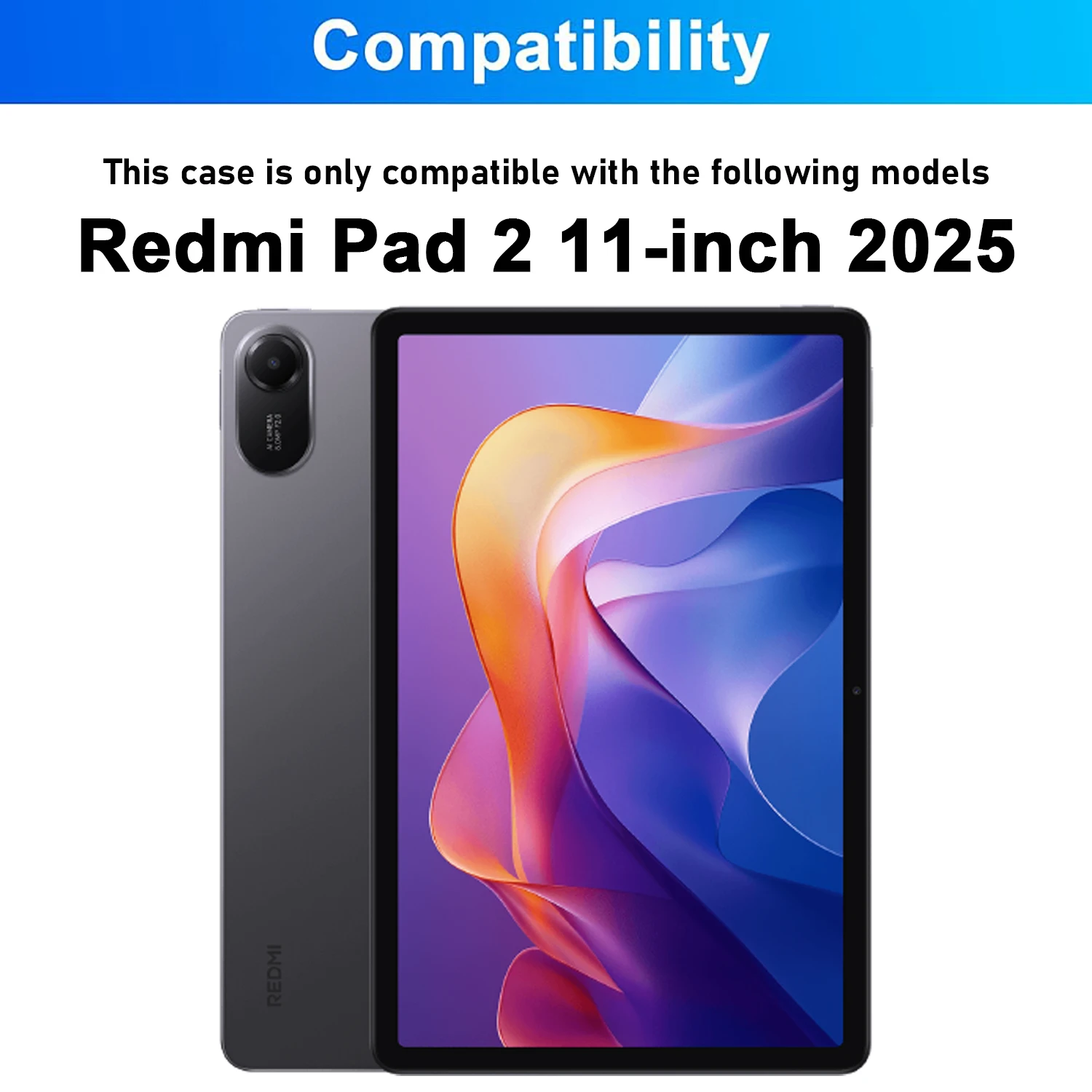 Keyboard Case for Xiaomi Redmi Pad 2 Case, Keyboard Cover For Redmi Pad 2 11-inch Tablet Case Wth Pencil Slot