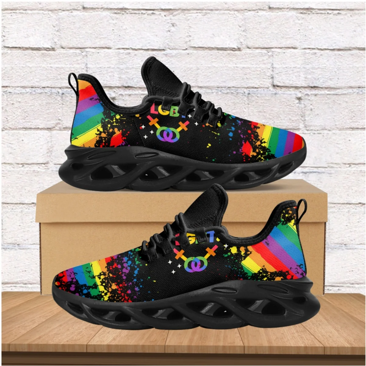 Breathable Women's Casual Shoes LGBT Pride Flag Friends Summer Fashion Lace-Up Flats Teen Fitness Non-Slip Sneakers Footwear