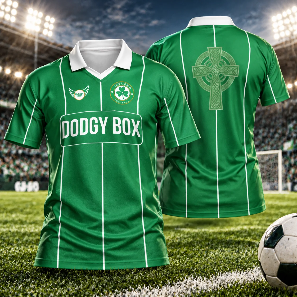 Retro Green Soccer Jersey Polo-v Short Sleeve Football Shirt Retro Style Sportswear Casual Fan Jersey Breathable Training Top