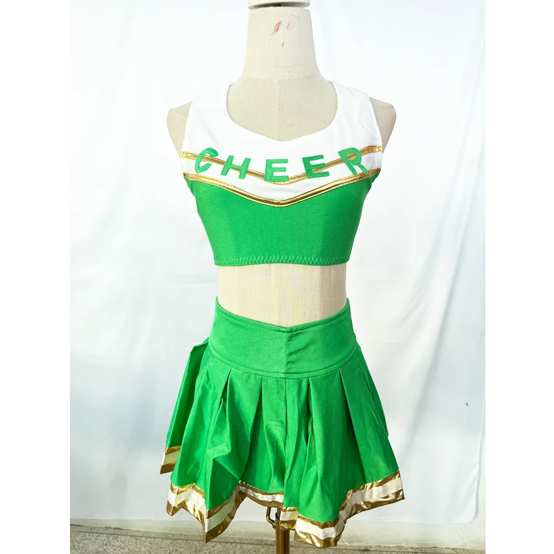 

Navy Blue Cheerleader Costume Cheer Leader Outfit Fancy Dress Halloween Costume Top With Skirt