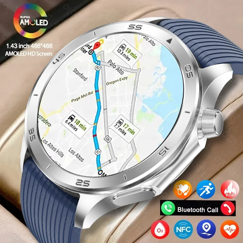 

2025 New GPS Smart Watch Man For OPPO Xiaomi 360*360 HD Screen Heart Rate Bluetooth Call NFC Waterproof Health Smartwatch Men