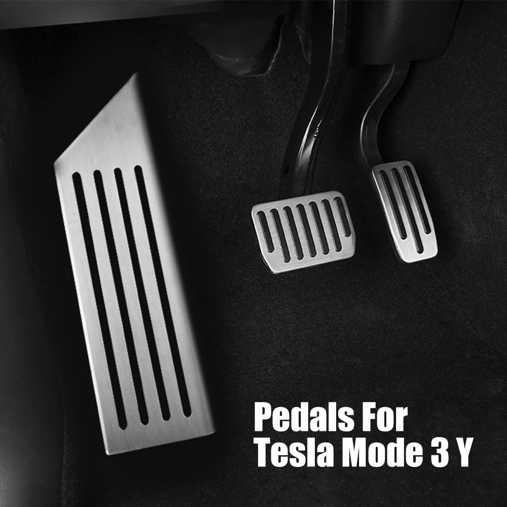 For Tesla Model 3 Y Brake Pedals Foot Rest Accelerator Car Pedal Rubber Pad Cover Aluminum Alloy Interior Parts Auto Accessories