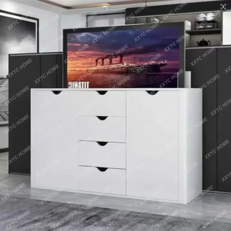 

TTantique Элитный дизайнерский ТВ-шкаф для гостиной со скрытым интеллектуальным подъемным механизмом, средний размер