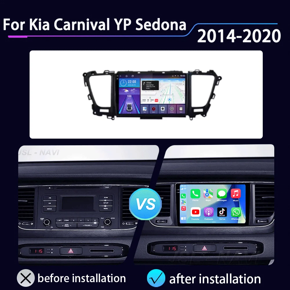Car Radio Android16 Carplay Auto For Kia Carnival YP Sedona 2014 2015 2017 2018 -2020 Multimedia Player WIFI+4G DSP Stereo 2 Din