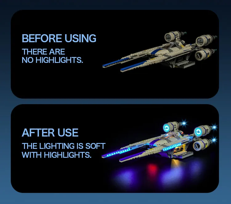 مجموعة الإضاءة لفيلم LEGO Rebel U-wing Starfighter 75399 Starings Wars لا تشمل مكعبات البناء (مجموعة إضاءة LED فقط)