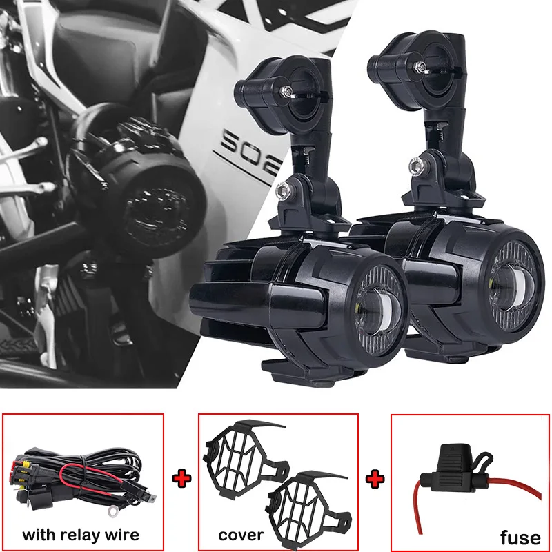 

Motorcycle LED Auxiliary Light 6000K with Wiring Harness LED Driving Fog Lamp for BMW R1200GS F800GS Universal Moto Motorbikes
