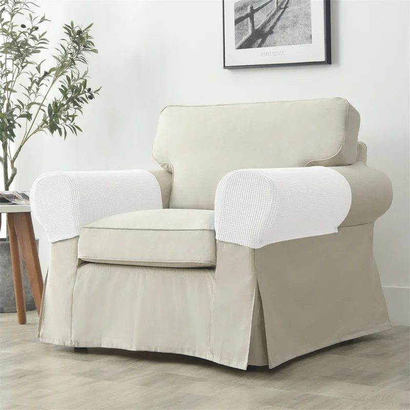 2-teiliges Set Stretch-Sofa-Armlehnenbezug Polar Fleece Schmutzabweisender Couch-Sessel Möbelschutz-Bezüge Einfarbig Wohnungsdekoration – Detail 18