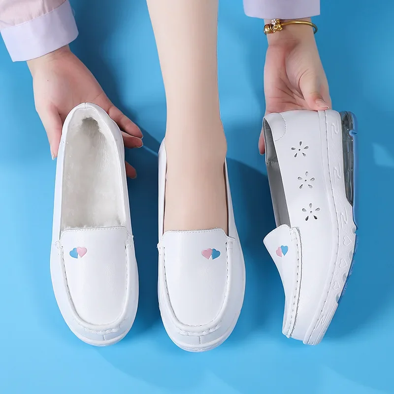 White Air Cushion Nurse Shoes for Women Comfortable Soft Sole Women Shoes  New Heart-shape Work Shoes Zapatos De Mujer