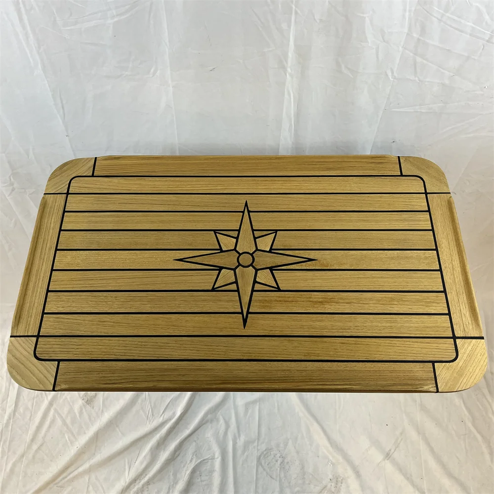 

Boat Rectangular Solid Teak Table Top 510x860mm,20x34 Inch Star Inlay Round Corner Marine Boat RV TTR8650 4xr68yv20s