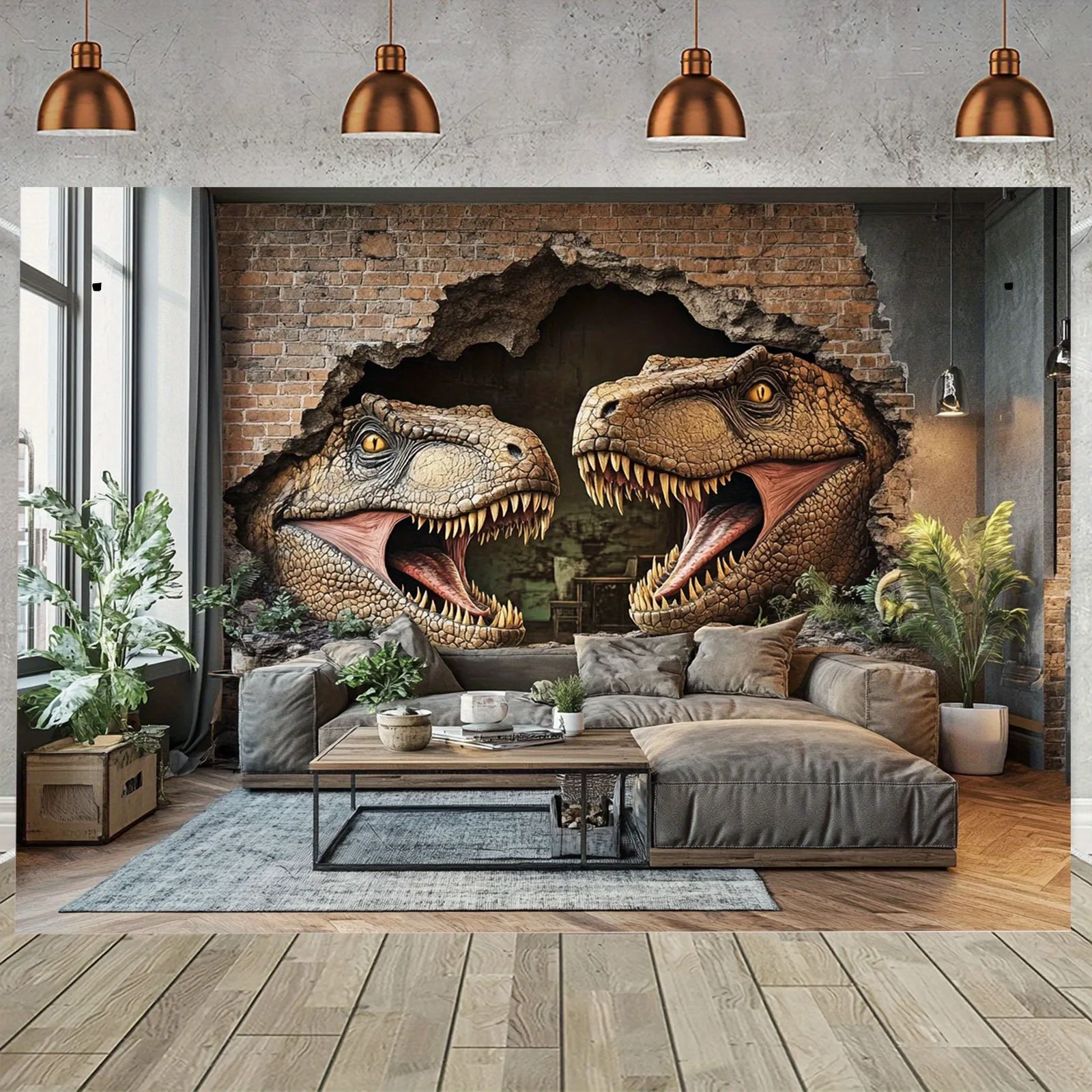 

Настенный баннер с изображением динозавра - реалистичный дизайн тираннозавра рекса, прочный полиэстер, украшение на день рождения