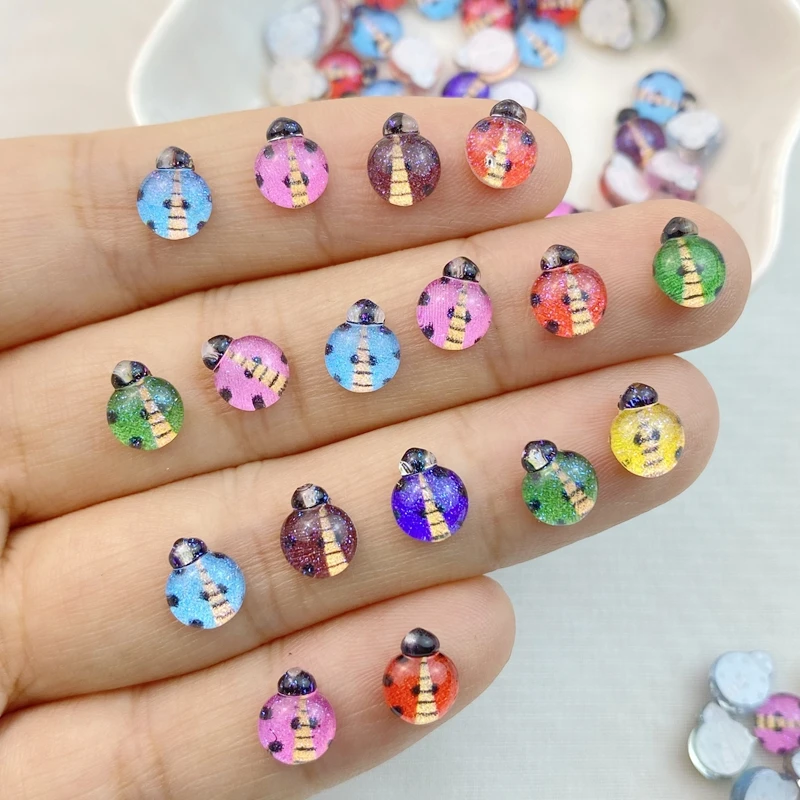 50Pcs New Cute Mini Resin Little Beetle Series Flatback Ornament Jewelry Making Manicure Hairwear Accessories