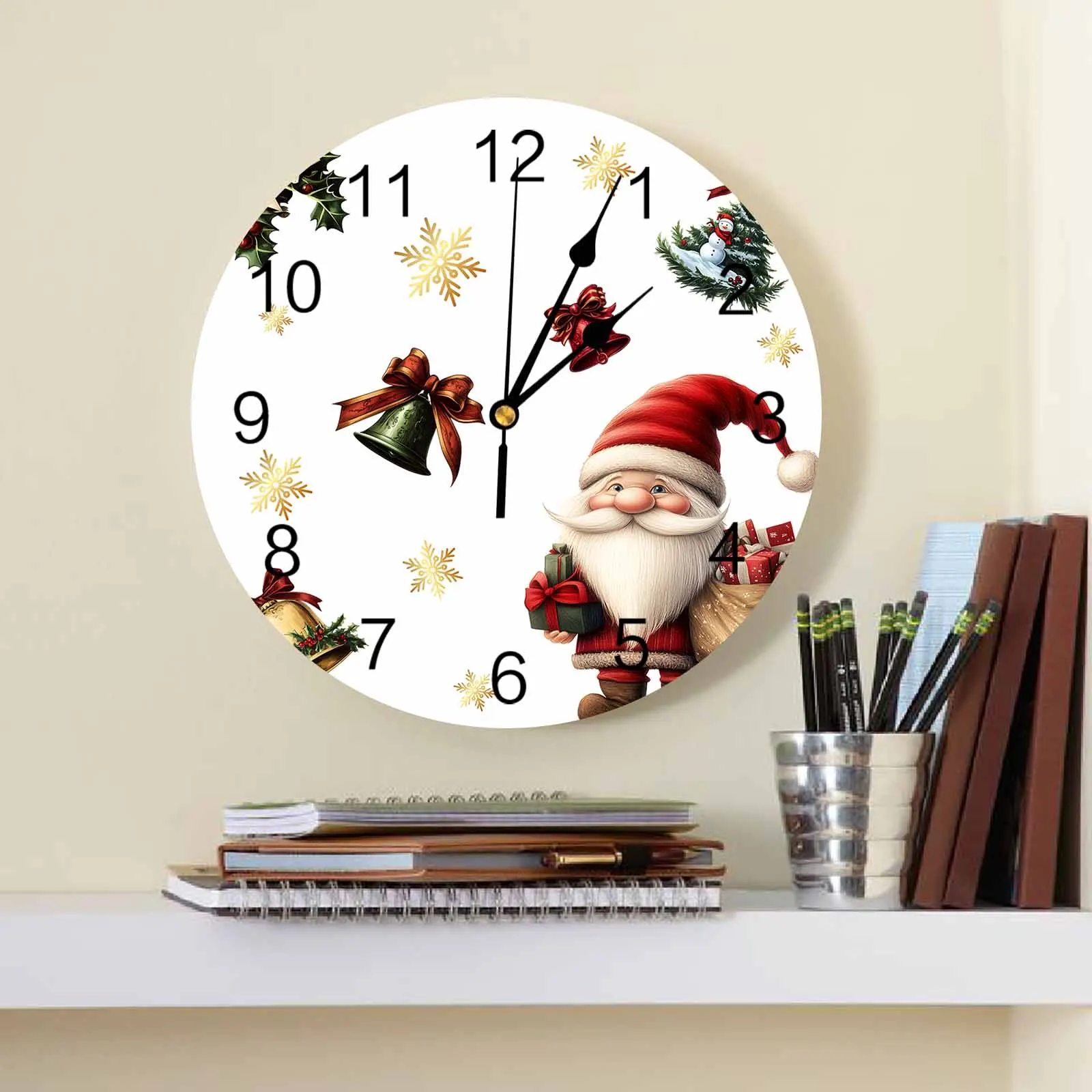 

Goblin Snowflake Gift Bell Wall Clock Large Modern Kitchen Dinning Round Wall Clocks Bedroom Silent Hanging Watch