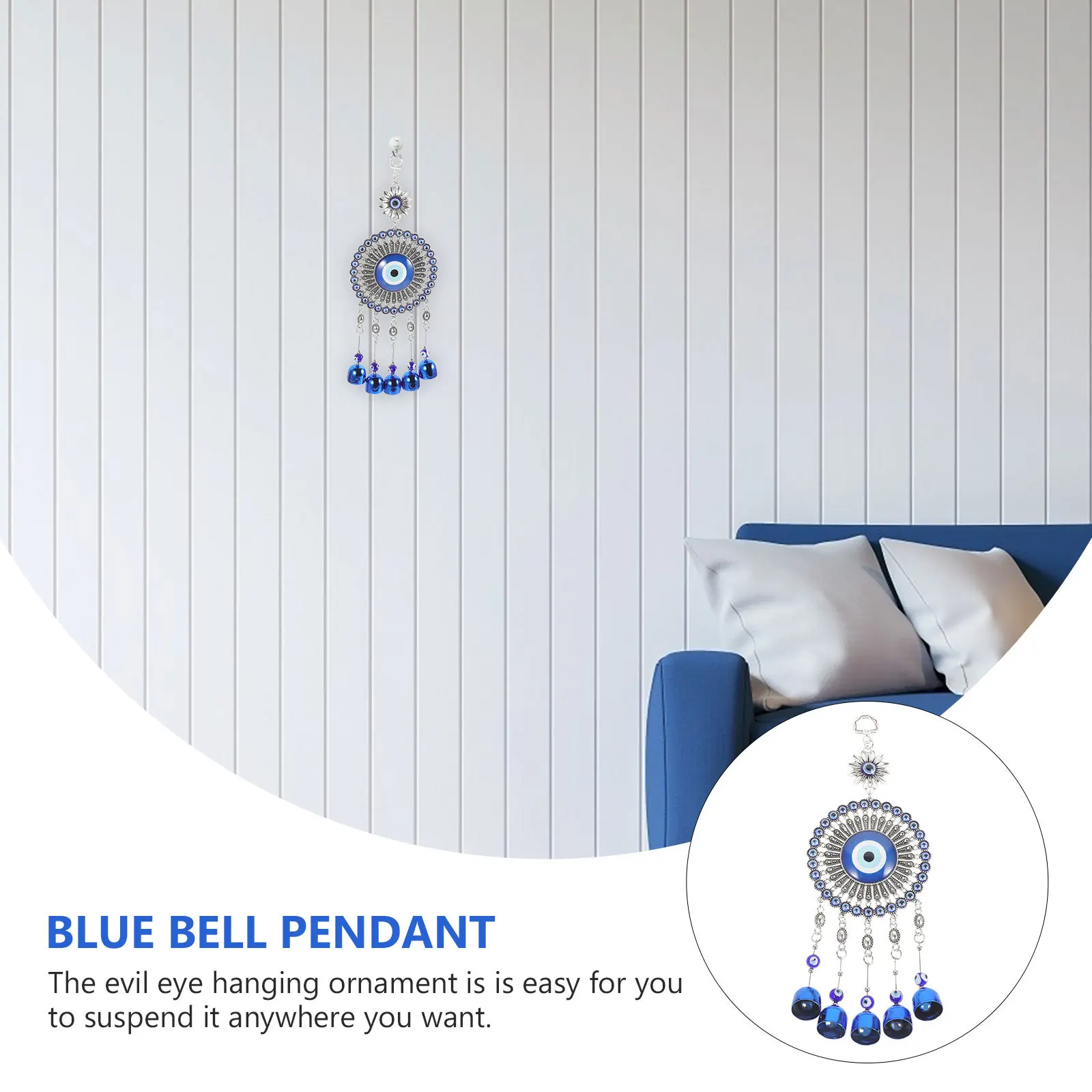 

Metal Blue Eye Hanging Pendant Evil Art for Home Decoration Car Mirror Accessory Festive Atmosphere Decor Gift