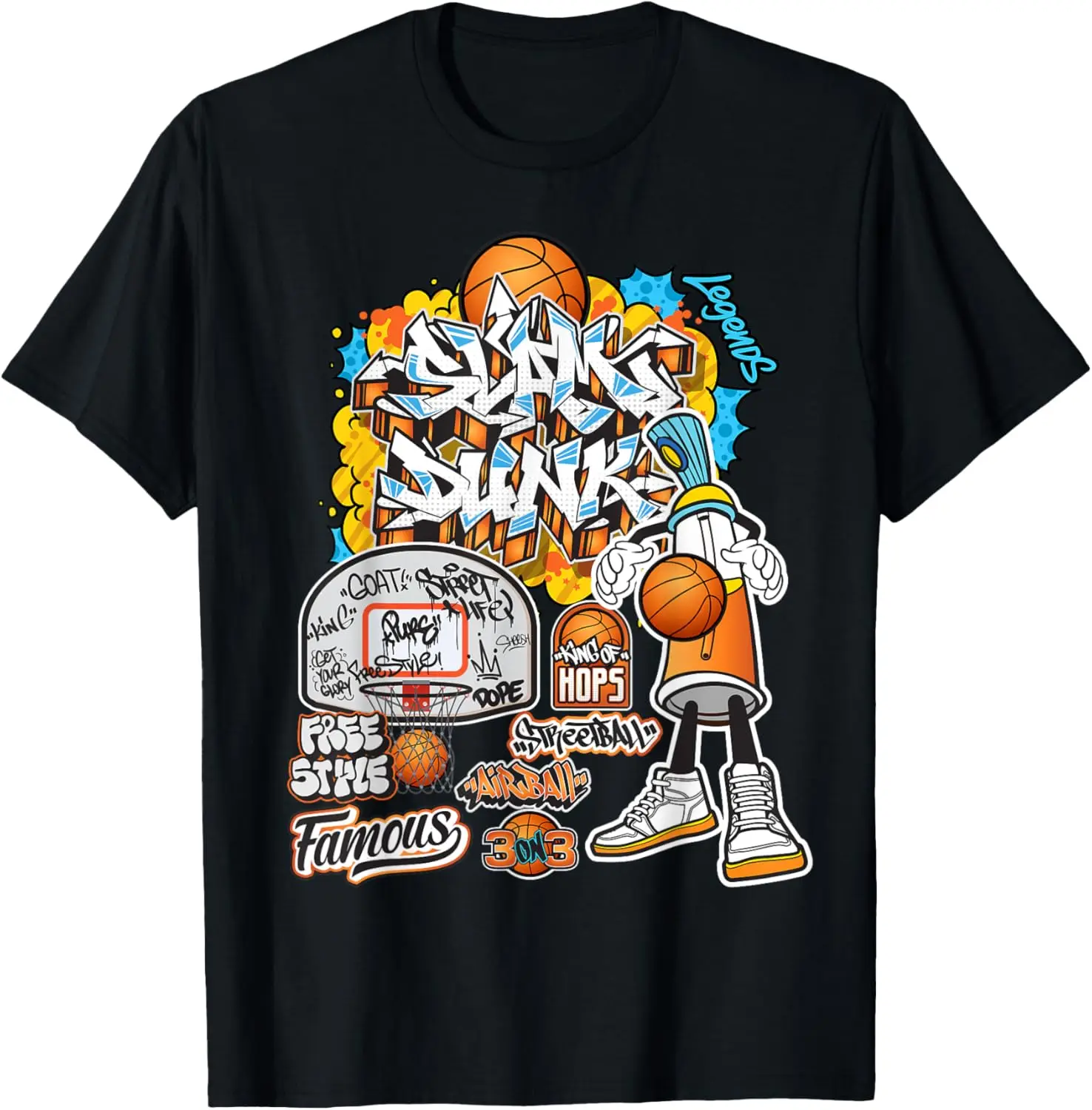 Cool Basketball Graffiti Style Illustration Graphic Designs T-Shirt