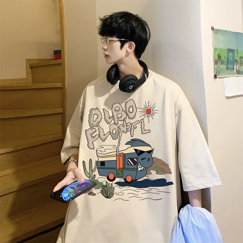 Funny Men's Cotton T-shirts White Mens Oversized T Shirt Casual Summer Wear Fashion Print 5XL Tee Shirts for Men New Clothes image 4