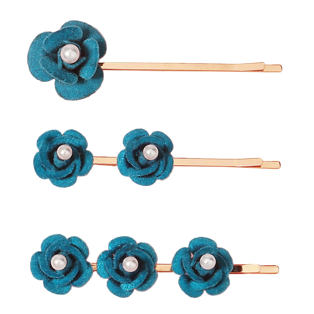 

3pcs Pearl Rose Hairpins Silk Flower ABS Material Wedding Bridal Accessories Teen Women Prom Party Hair Decor