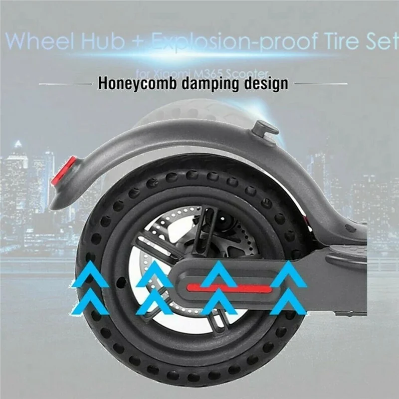 Electric Scooter 8.5 Inch Honeycomb Rear Wheel Tire Aluminum Alloy Explosion-Proof Tire 110Mm Brake Disk for Xiaomi M365