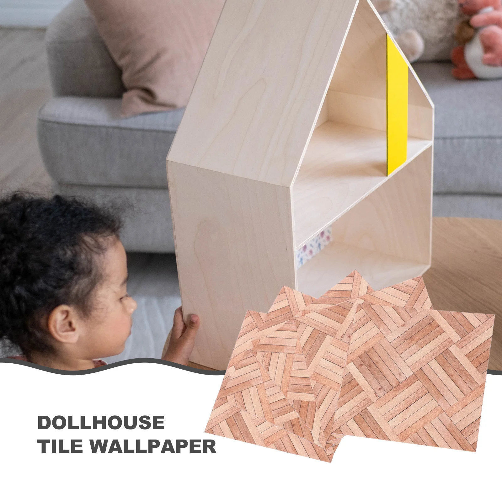 

5pcs Simulation Wood Grain Wallpaper Self-Adhesive For Dollhouse 1:12 Scale Mini House Floor Paper Realistic Flooring Sheet