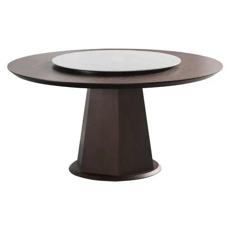 Nordic solid wood light luxury simple household round Italian minimalist small apartment dining table combination