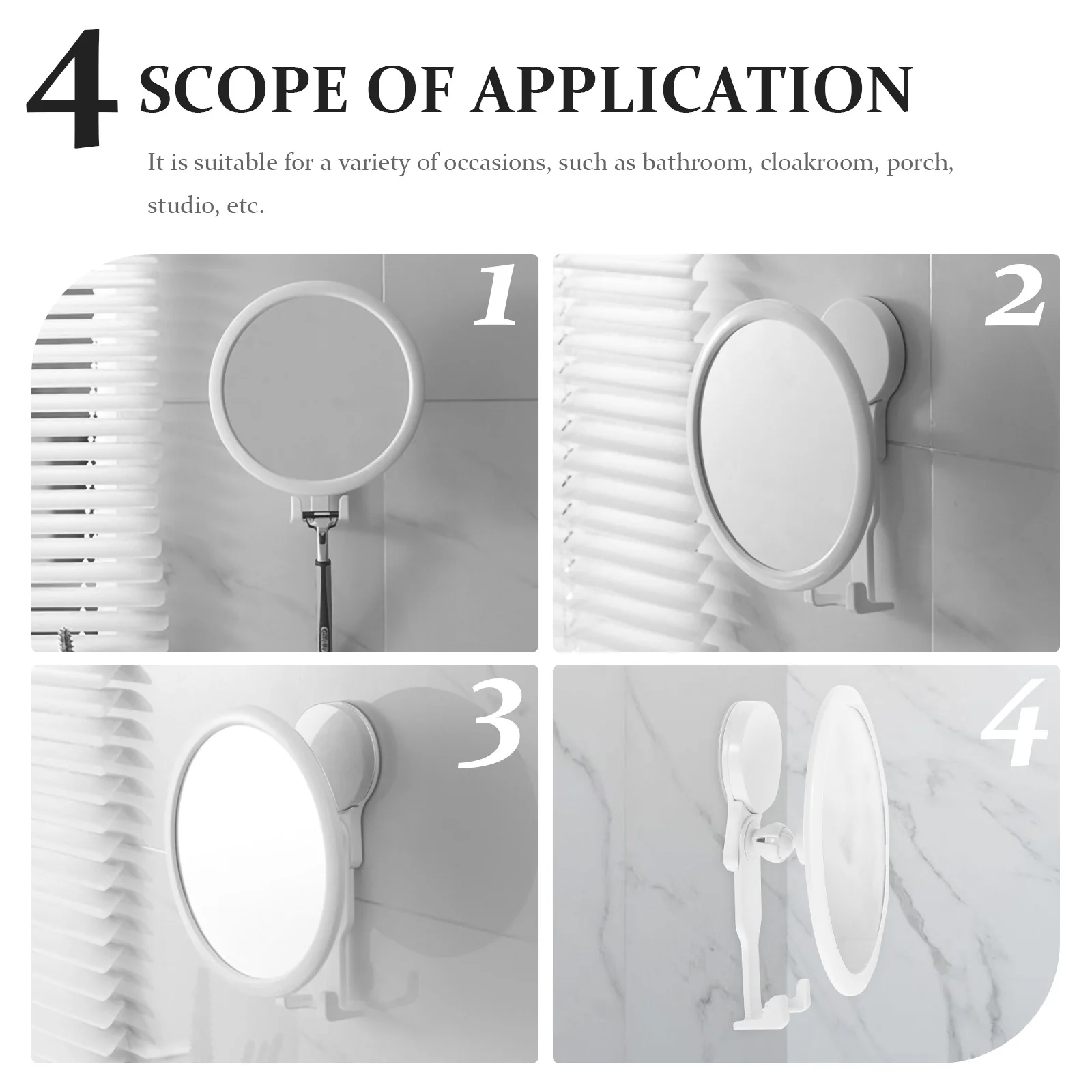 

Hanging Makeup Wall-Mounted Folding Adhesive Design High-Definition Clear Dormitory Vanity Mirror Decorative