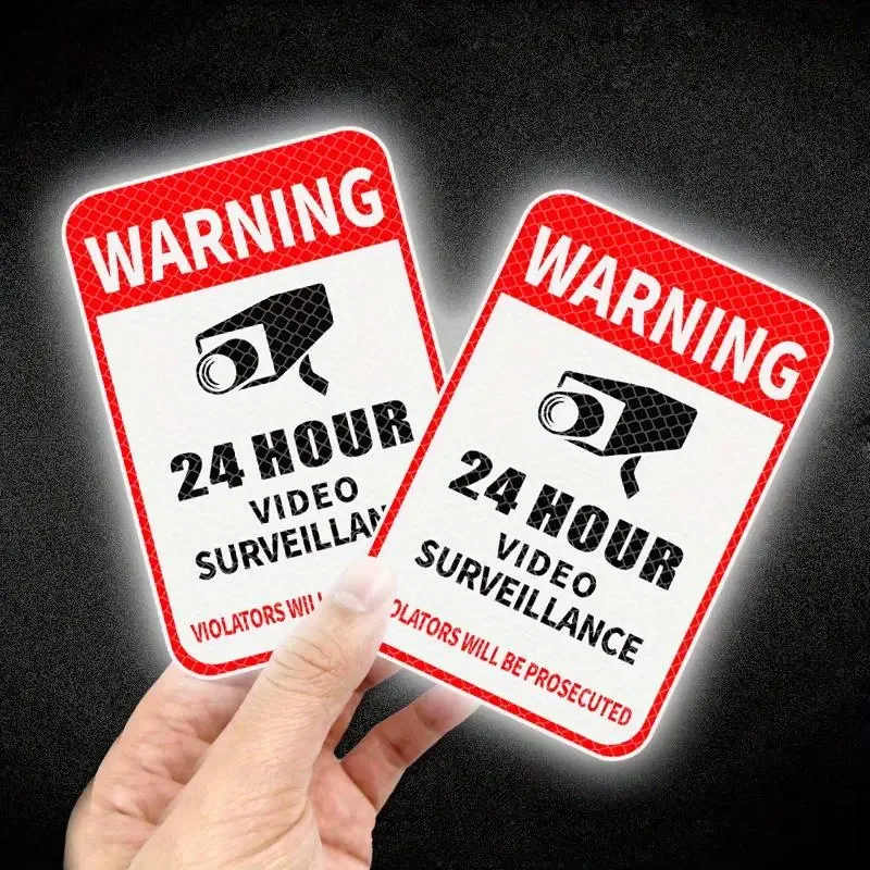 Waterproof Self Adhesive Decal for Car Home Security Decor 1Pc Reflective 24H Video Surveillance Warning Sticker