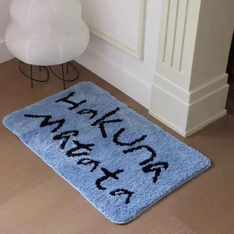 

Simple letter floor mat, thickened bathroom and toilet floor mat, blue water-absorbing door mat, decorative carpet for creating