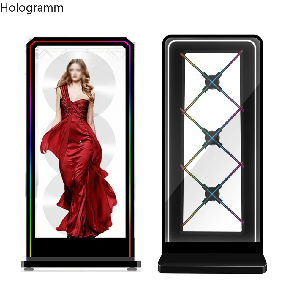 Splicing 3D Light Fan Hologram Projector Screen Advertising Display Led Sign Holographic Player Support Video Vivid Custom Made