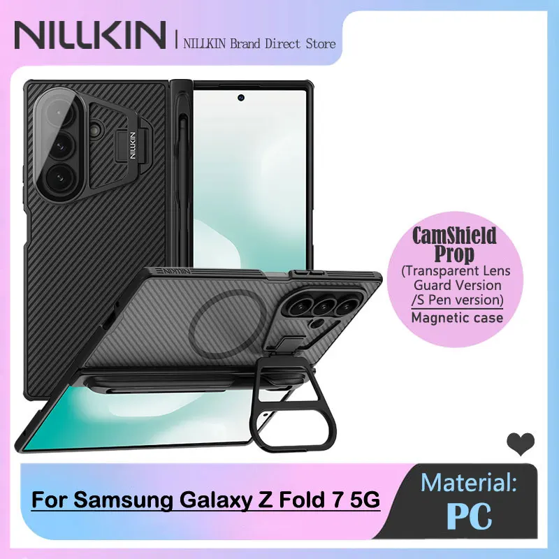

NILLKIN Magnetic Case for Samsung Galaxy Z Fold 7 5G, Transparent Lens Guard, S Pen Holder, Aerospace Aluminum Stand Metal Frame