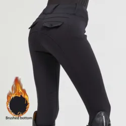Spring and Autumn Horse Riding Pants with Thin Fleece Lining, Non-slip Silicone Horse Riding Tights with Elastic Fit, Equestrian