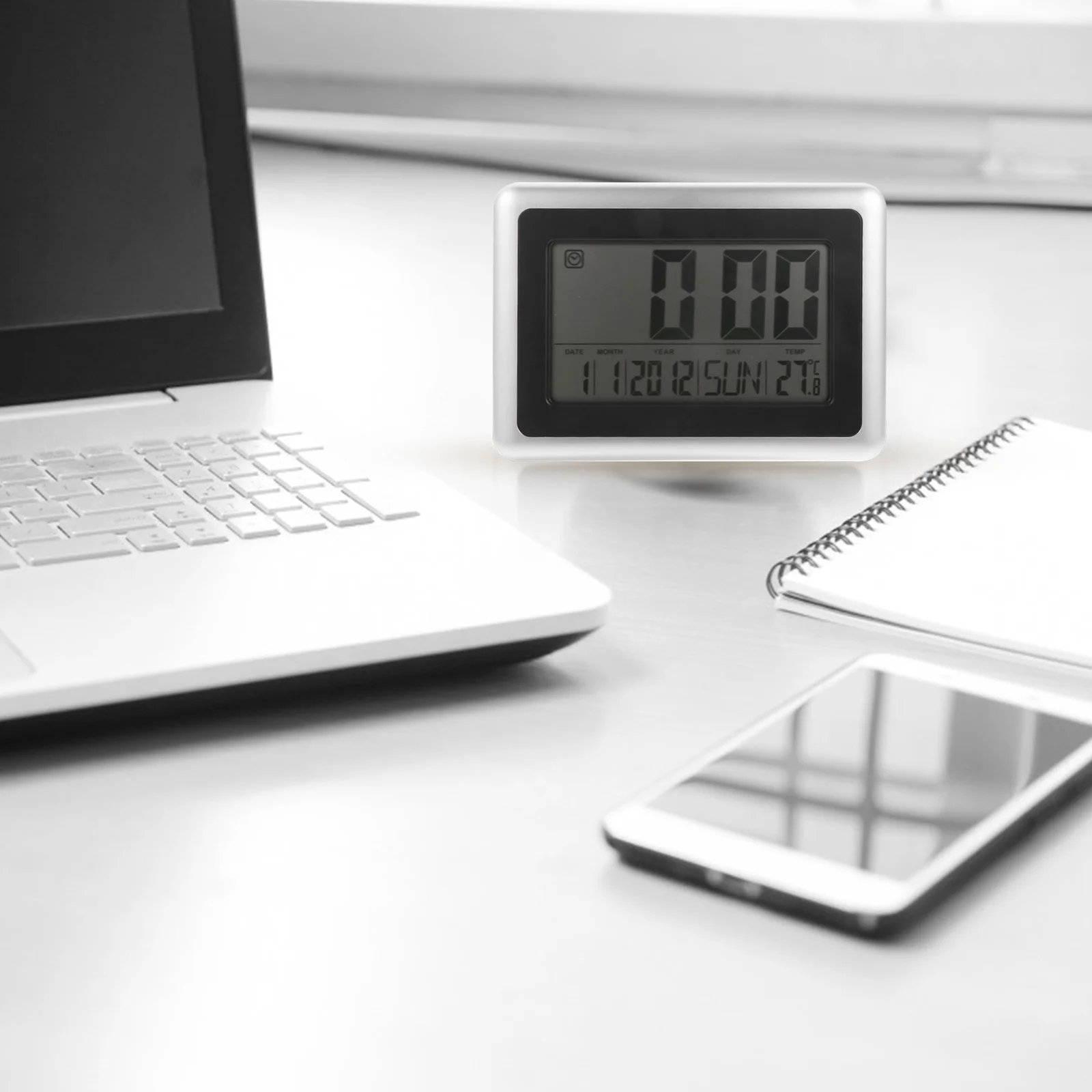 

1Pcs Digital Alarm Clock LCD Electronic Clock with Perpetual Calendar Silent Operation Bright Display for Elder Kids Home Office