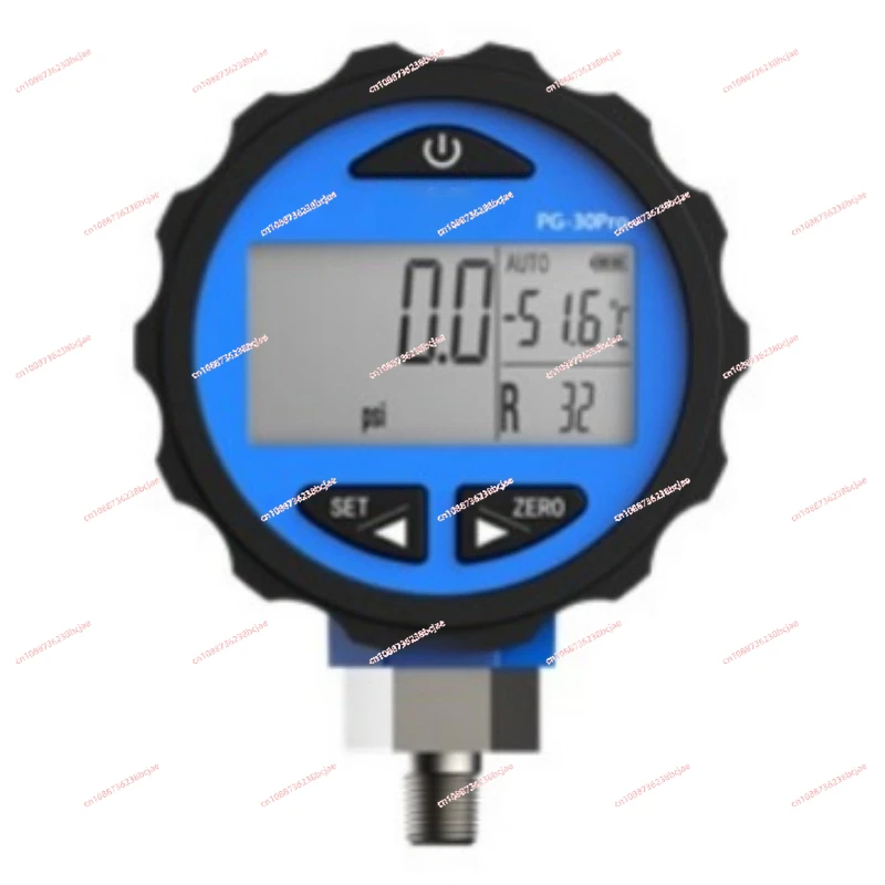 Elitech PG-30Pro Blue Digital Pressure Gauge Refrigeration HVAC for 87+ Refrigerants with Backlight -14.5-500 PSI 1/8'' NPT