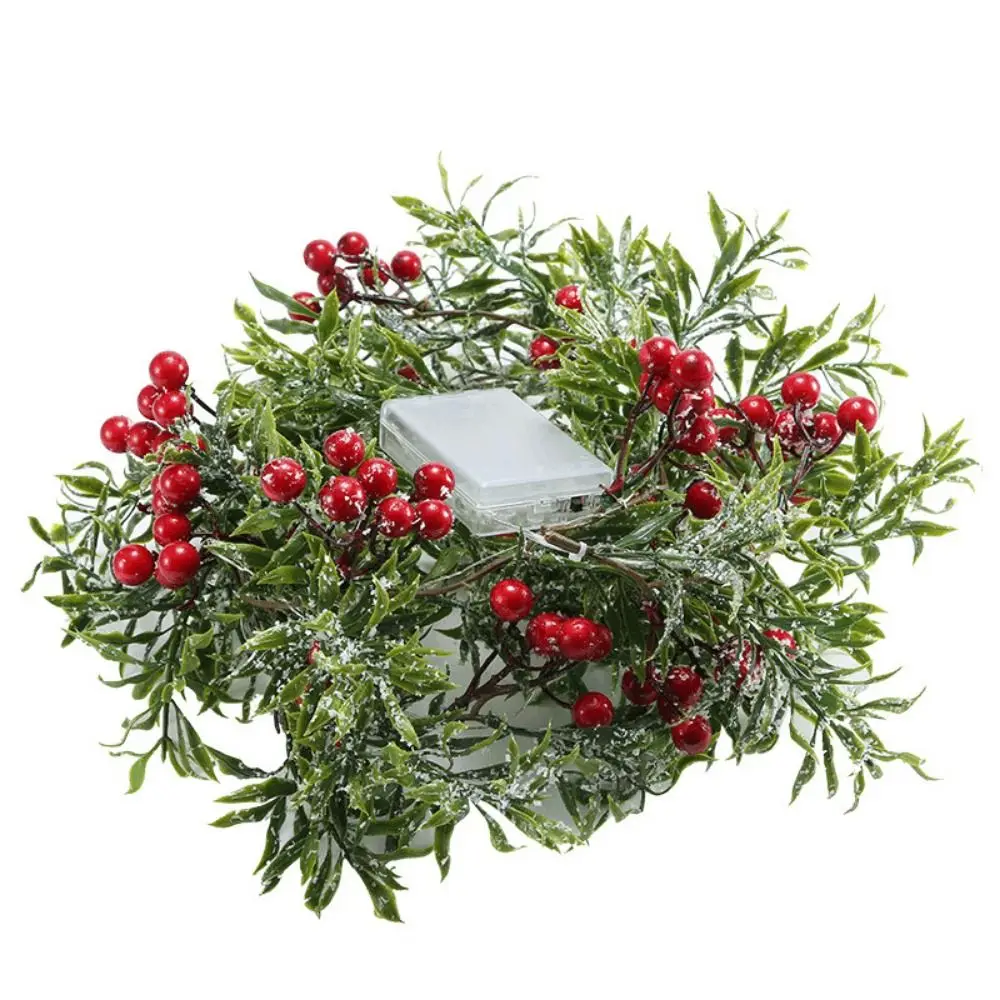 Red Berry Christmas Red Berry Light String Battery Powered 20/30LED LED Green Leaf String Lights Snowflakes Simulation Plants