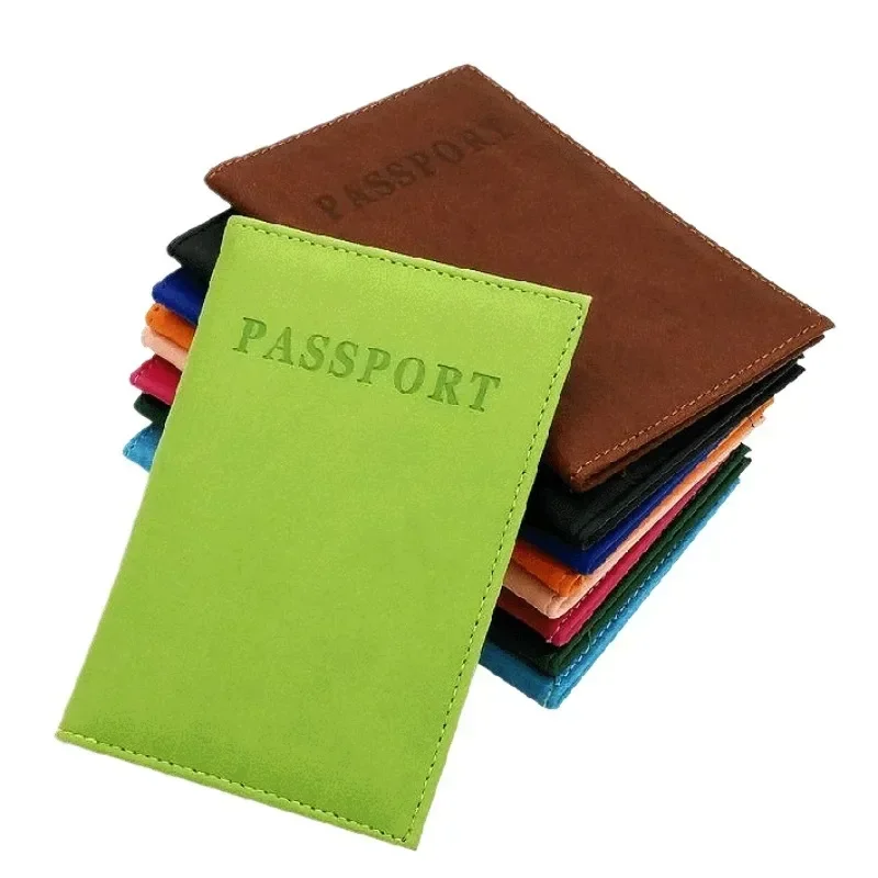 Funda multifuncional para pasaporte con ranura para tarjetas de crédito y identificación, funda protectora para pasaporte de cuero PU de Color sólido