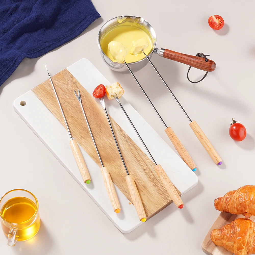 6-24Pcs Fondue Forks Stainless Steel Corrosion Resistant Long Forks for Cake Chocolate Fruits Cheese Fondue Forks Set