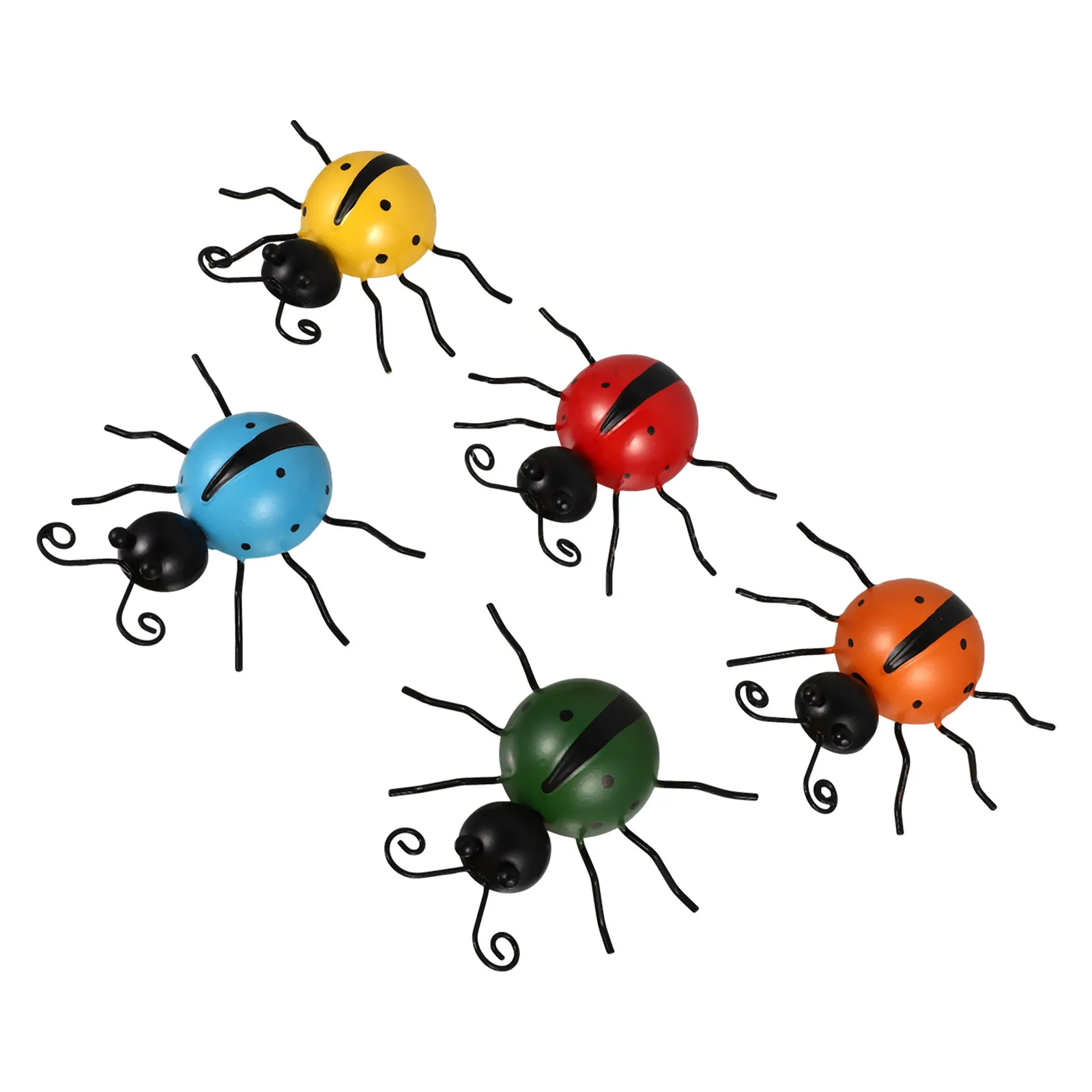 

5Pcs Premium Iron Ladybug Garden Decorations Outdoor Yard Lawn Ornament Simulation Ladybird Decoration Backyard Metal Ladybug