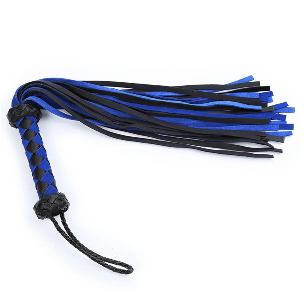 55cm Genuine Leather Suede Flogger Horse Training Crop Whip Suede Leather Covered Handle with Wrist Strap