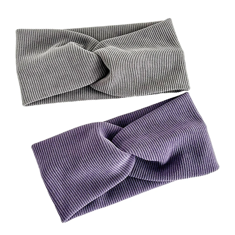 Women Elegant Solid Cross Soft Comfortable  Headband Outdoor Casual Warm Hairbands Turban Bandana Fashion Hair Accessories