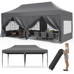 Pavilion Popup Gazebo 3x6m Tenda Gazebo Lipat Tahan Air Tenda Pesta dengan 4 Panel Samping 6 Karung Pasir UV 50 + Tinggi Dapat Disesuaikan 2-3M 10 tenda kanopi pop up penjualan terbaik - №