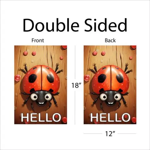 Garden Flag 12x18 Double Sided - Waterproof Vinyl Banner Material - Lady Bug