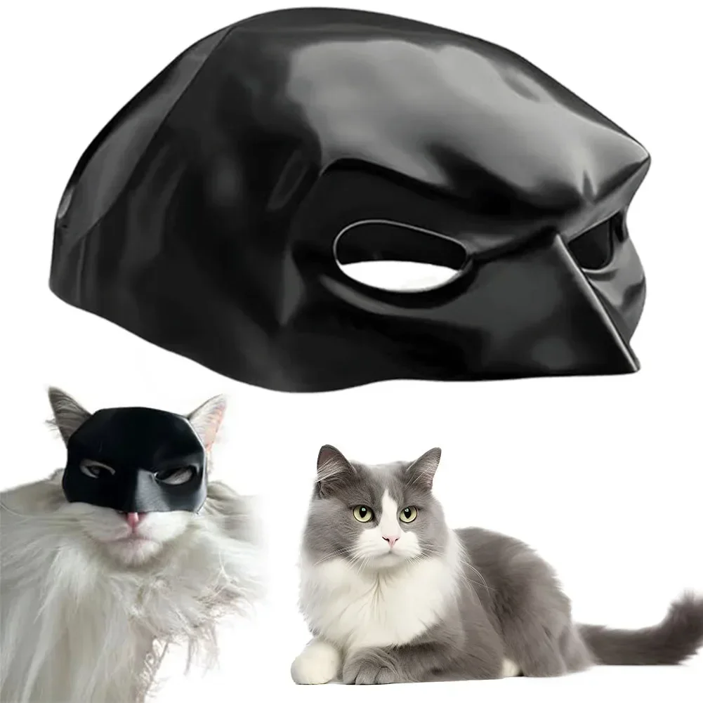 Knappe Vleermuis Kat Masker Creatieve Zwarte Kat Vleermuis Masker Decoratief Kattenmasker Kat Half Gezichtsmasker Voor Halloween Cosplay Huisdierbenodigdheden