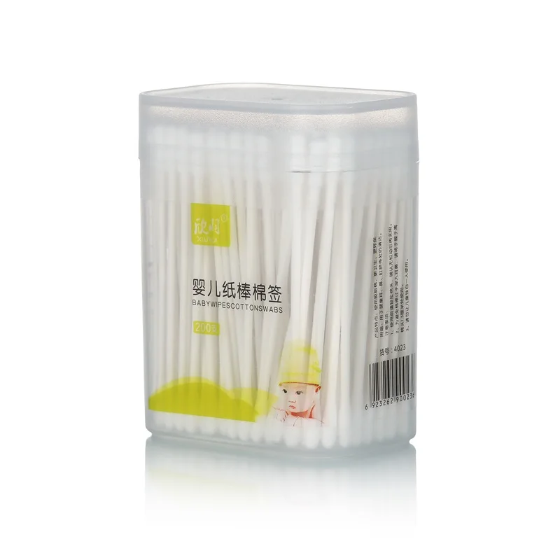 Custom packaging Eco Friendly Biodegradable micro 100% organic baby Bamboo Cotton Buds stick swab q tipps