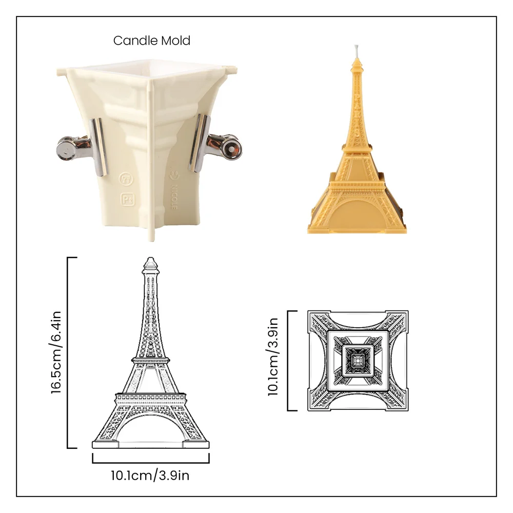 Nicole Eiffel Tower Silicone Molds for Candles Architecture Candle Making Mould Home Decor