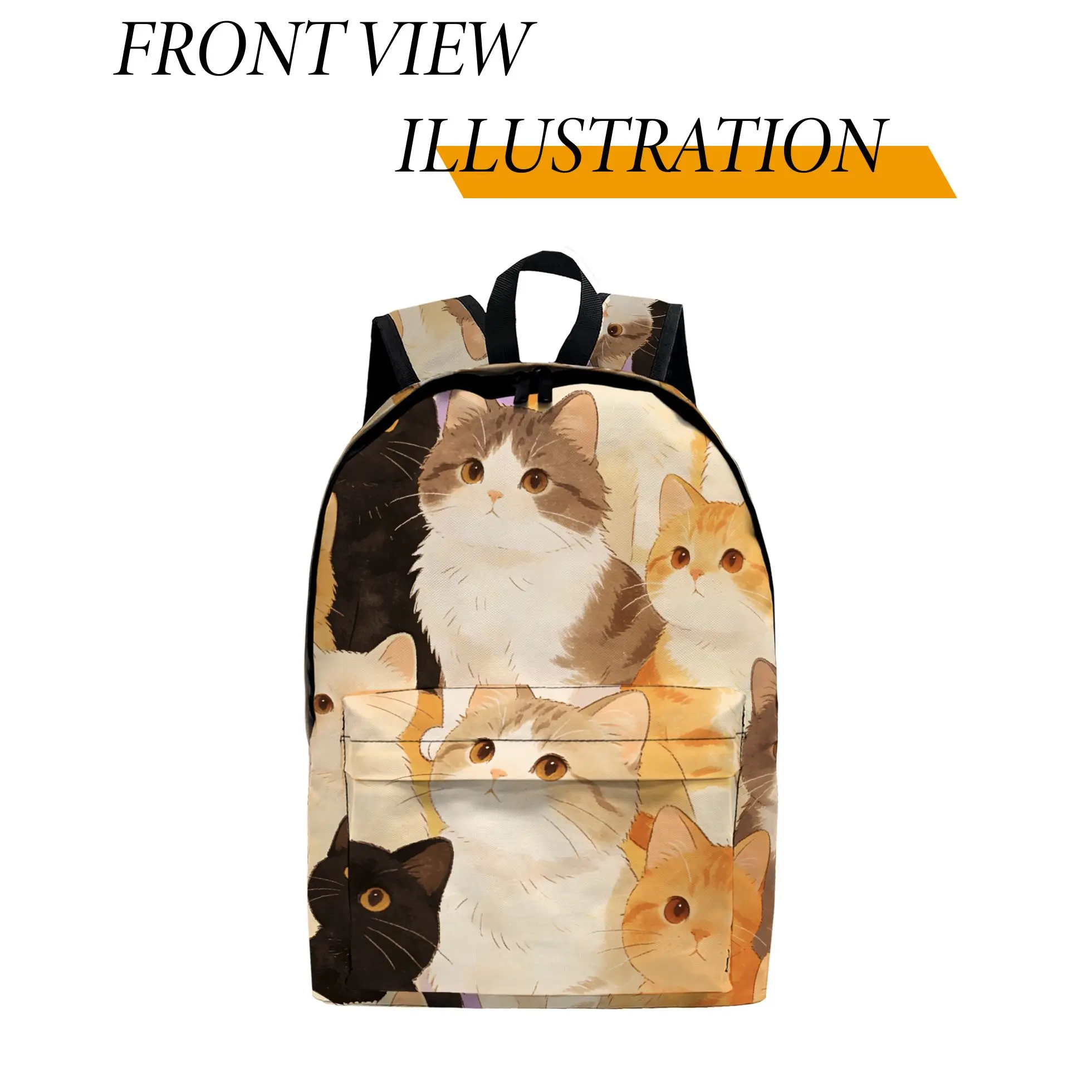 

1pc Cartoon printed cat Print Backpack, Fashionable and Simple, Unisex, Large Capacity, High-Quality Gift